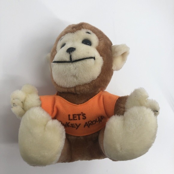 VTG Dakin 1977 Lets Monkey  Around Plush Sitting Stuffed Animal 9" Chimp Korea - Picture 8 of 12
